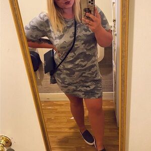 Grey camo short sleeve dress